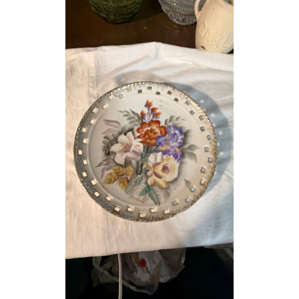 Vintage Hand-Painted Floral Plate